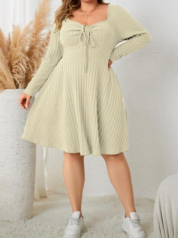KATE™ - Ribbed Sweetheart Neck A-Line Dress for Fall