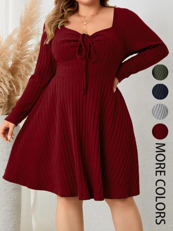 KATE™ - Ribbed Sweetheart Neck A-Line Dress for Fall