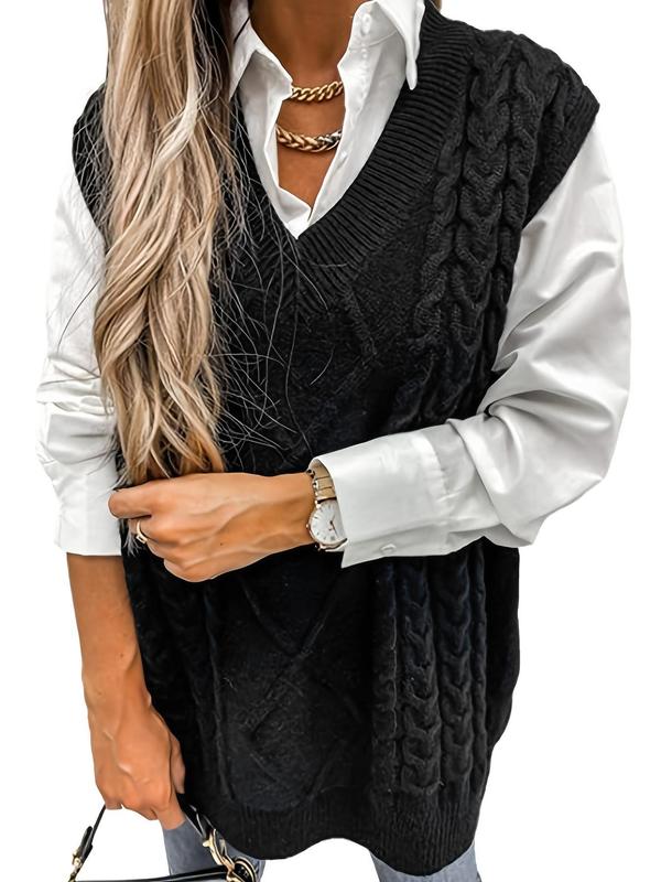 HANNAH™ - Preppy Textured V Neck Knit Vest for Fall & Winter Layering