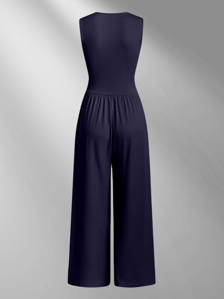 CHARITY™ | Textured Chic Sleeveless Wide-Leg Jumpsuit