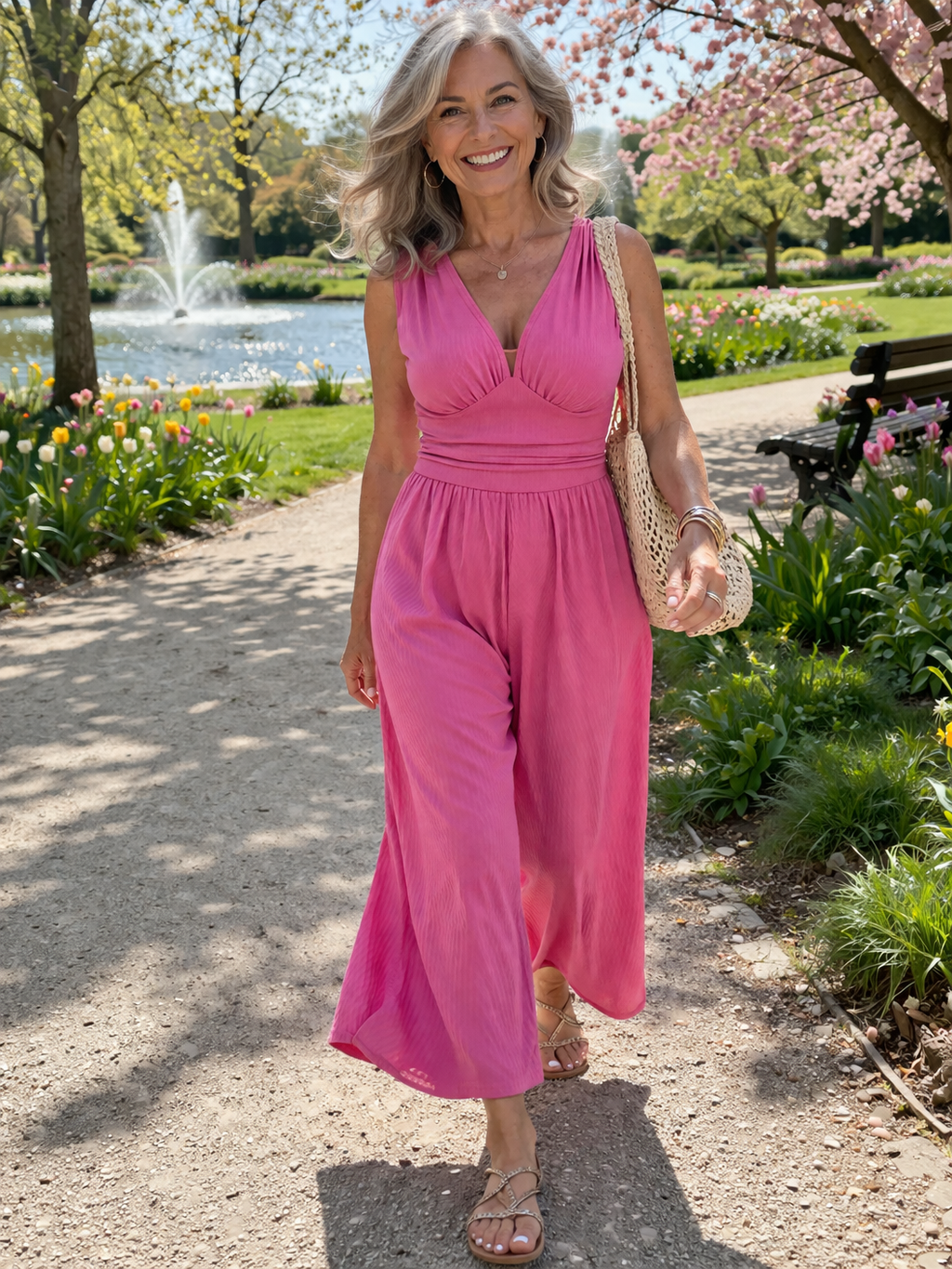 CHARITY™ | Textured Chic Sleeveless Wide-Leg Jumpsuit