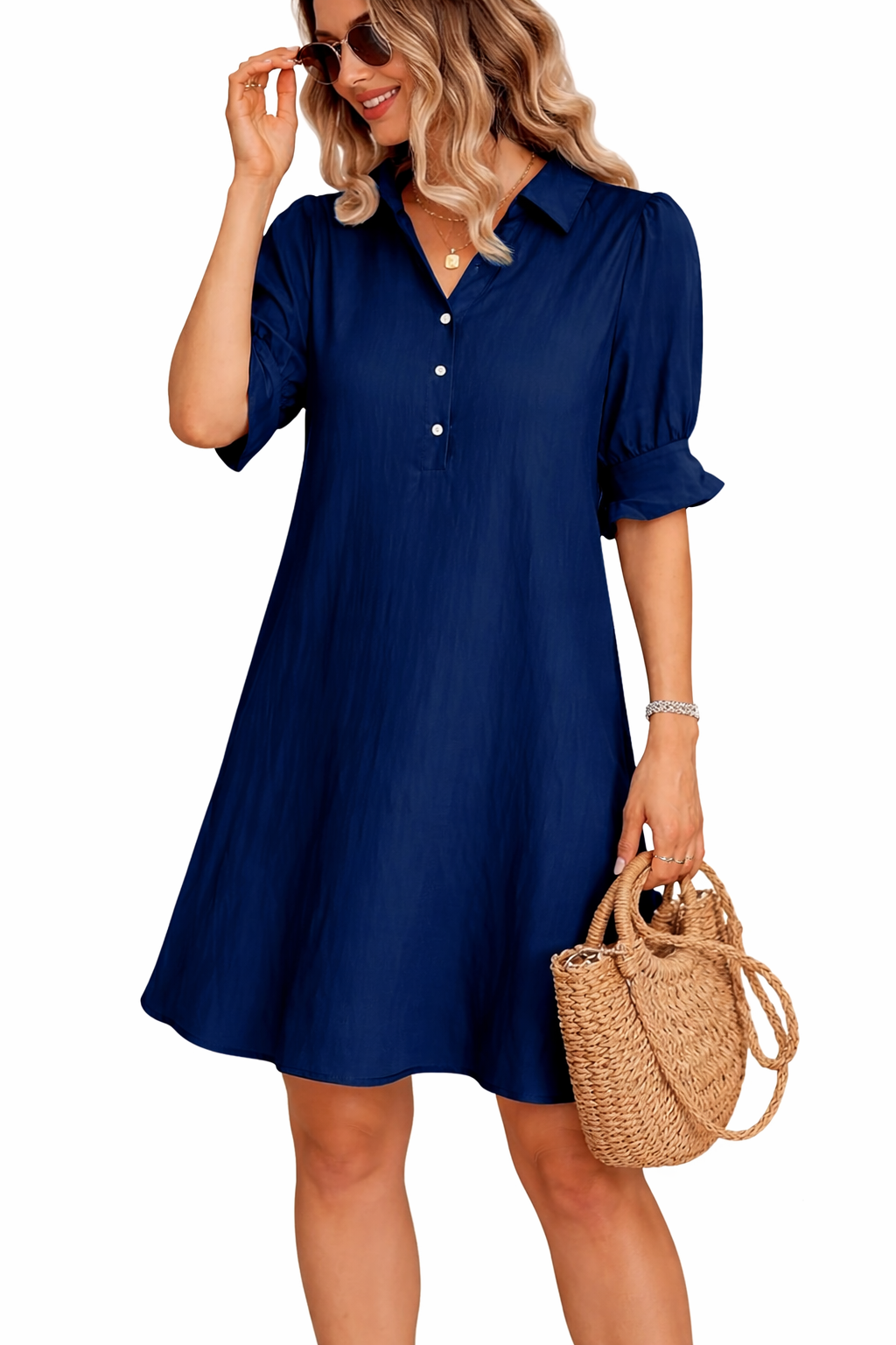Franchesca™ - Casual Button Down Shirt Dress