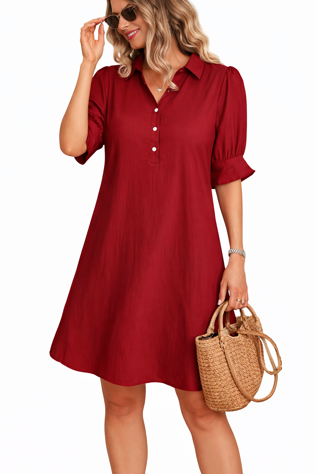 Franchesca™ - Casual Button Down Shirt Dress