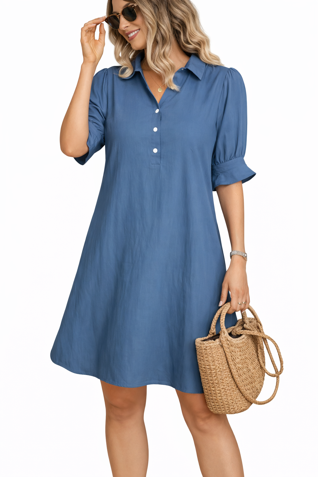 Franchesca™ - Casual Button Down Shirt Dress