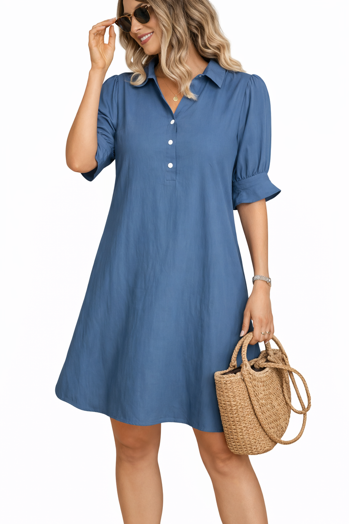 Franchesca™ - Casual Button Down Shirt Dress