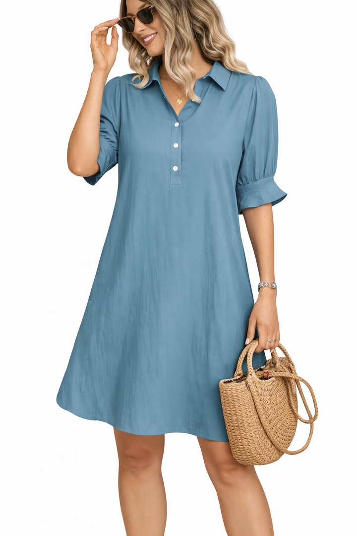 Franchesca™ - Casual Button Down Shirt Dress