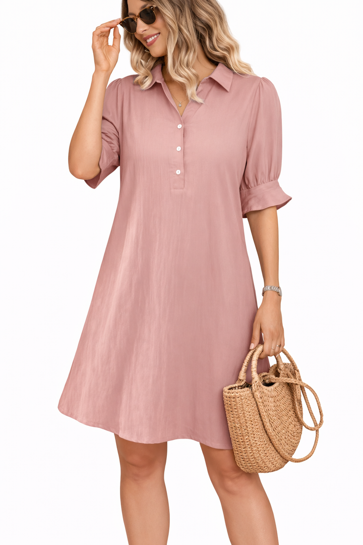 Franchesca™ - Casual Button Down Shirt Dress