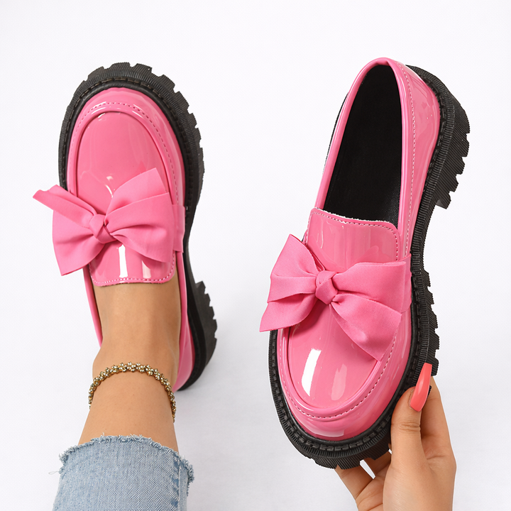 FULI™ - Elegant Solid Color Bowknot Slip-On Loafers