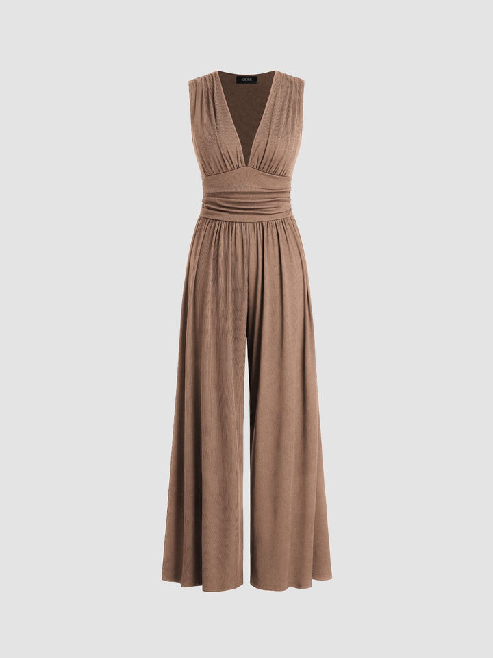 CHARITY™ | Textured Chic Sleeveless Wide-Leg Jumpsuit