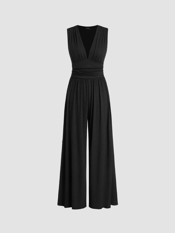 CHARITY™ | Textured Chic Sleeveless Wide-Leg Jumpsuit