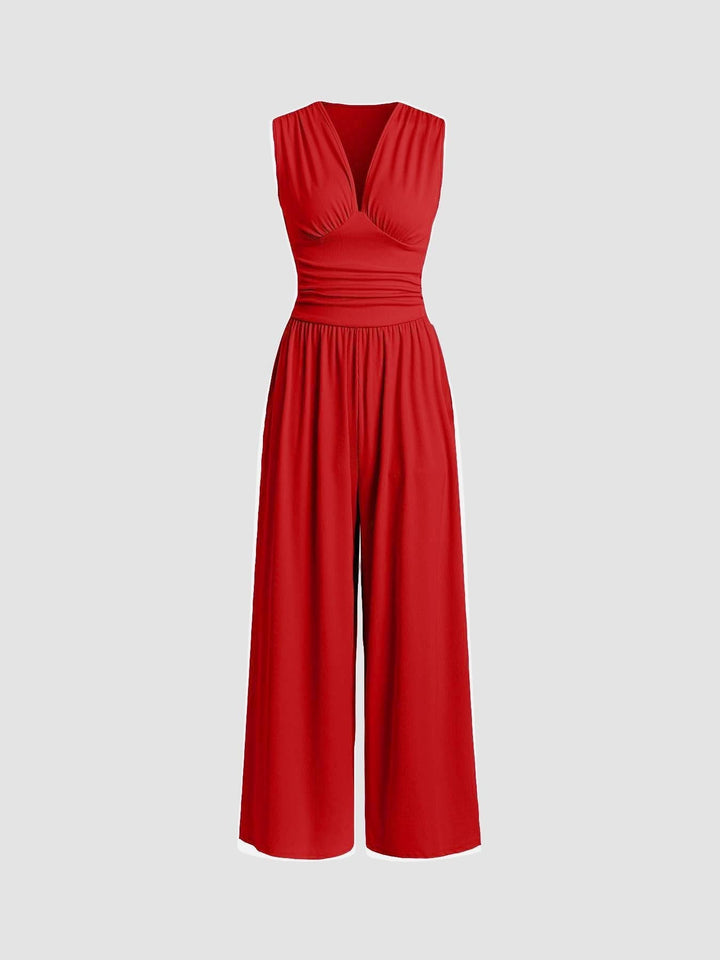 CHARITY™ | Textured Chic Sleeveless Wide-Leg Jumpsuit