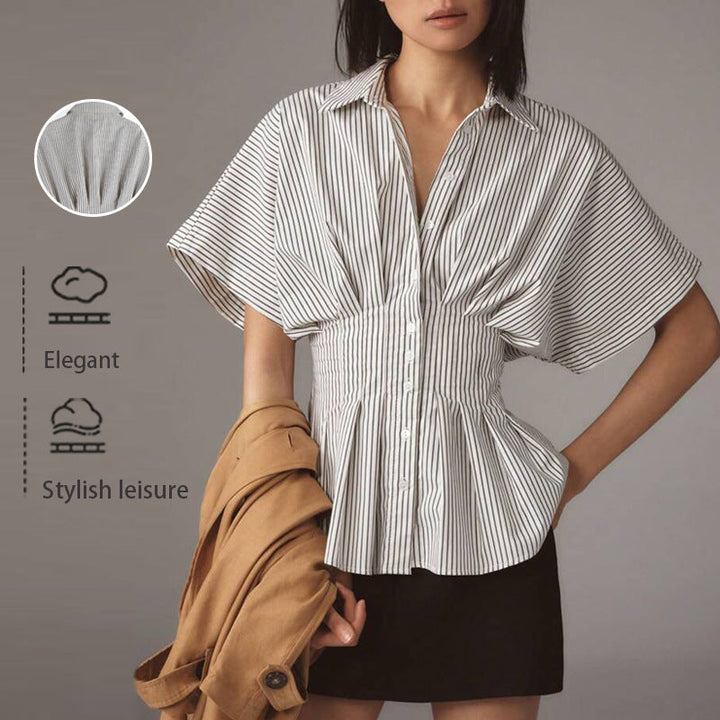 TAYI™ - Classy Striped Collared Formal Top