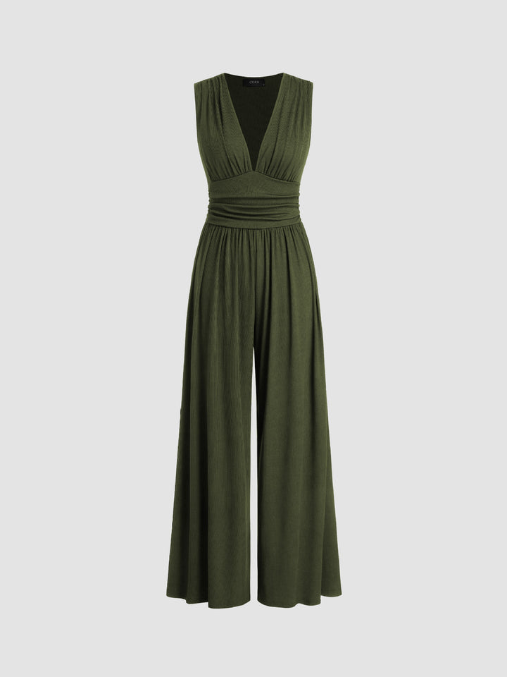 CHARITY™ | Textured Chic Sleeveless Wide-Leg Jumpsuit