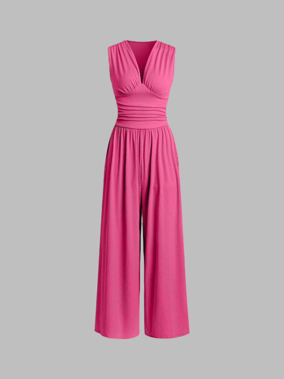 CHARITY™ | Textured Chic Sleeveless Wide-Leg Jumpsuit