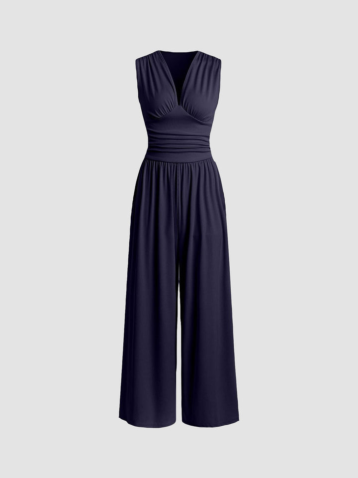 CHARITY™ | Textured Chic Sleeveless Wide-Leg Jumpsuit