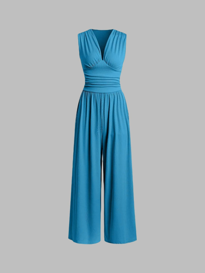 CHARITY™ | Textured Chic Sleeveless Wide-Leg Jumpsuit