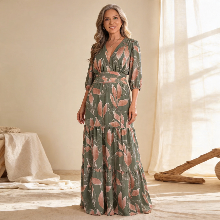 Bell Puff Sleeve Maxi Dress