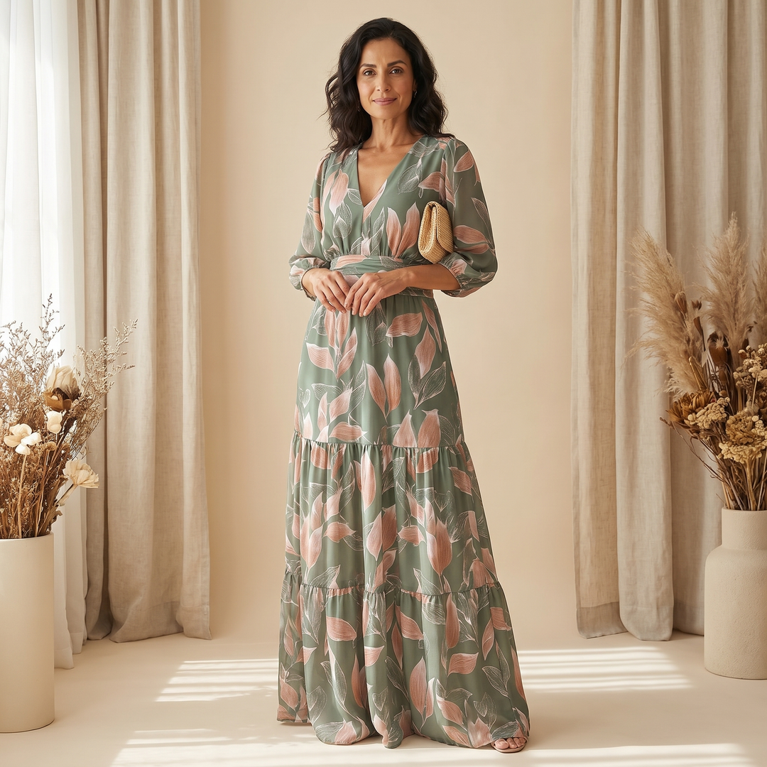 Bell Puff Sleeve Maxi Dress