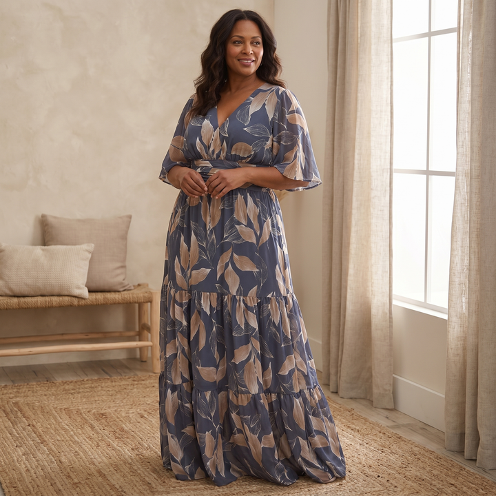 Bell Puff Sleeve Maxi Dress