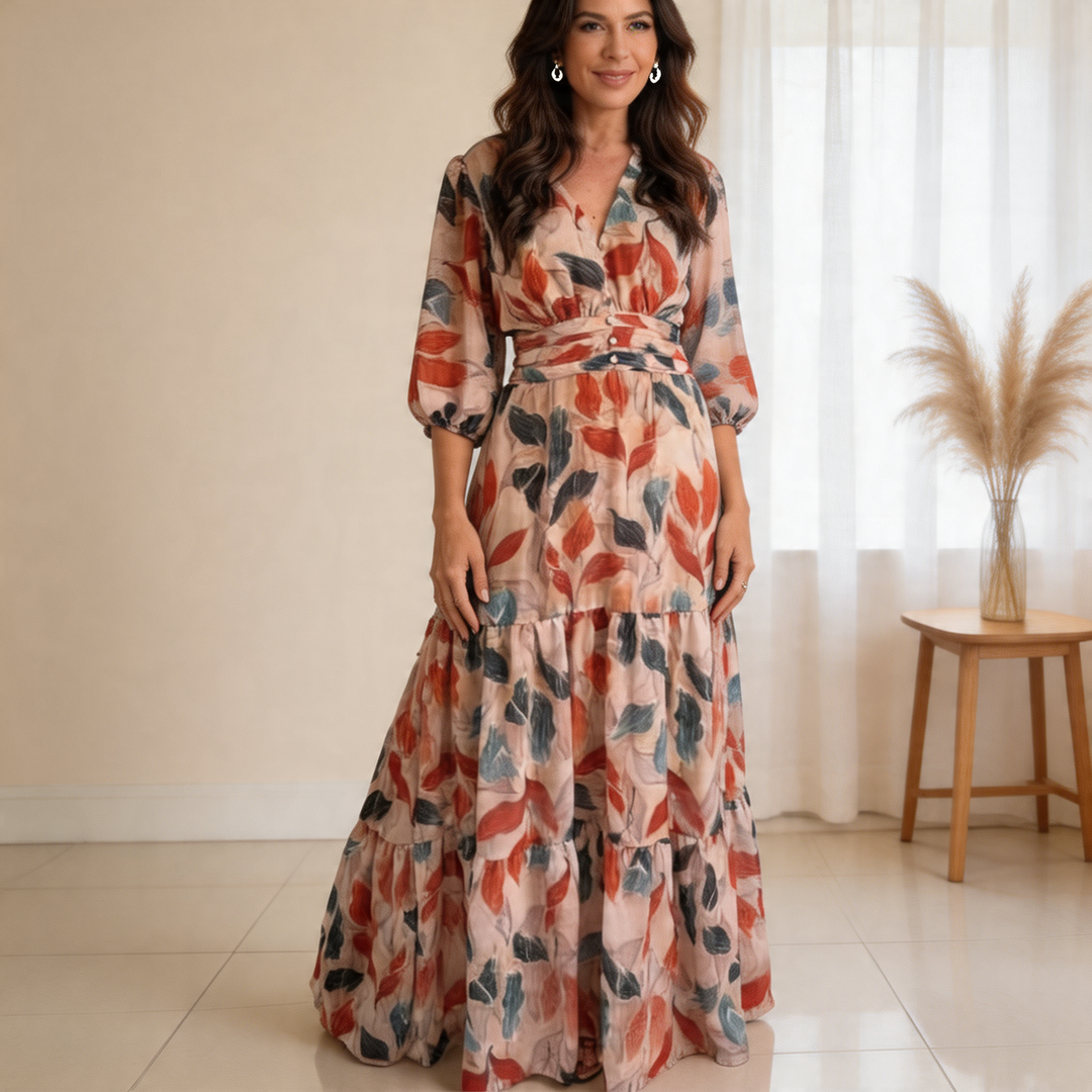 Bell Puff Sleeve Maxi Dress