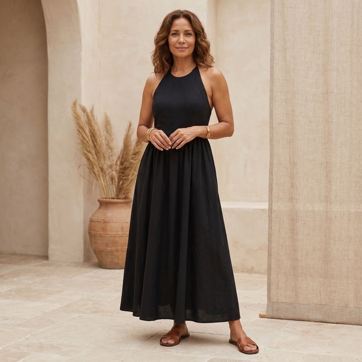 Solid Halter Long Dress
