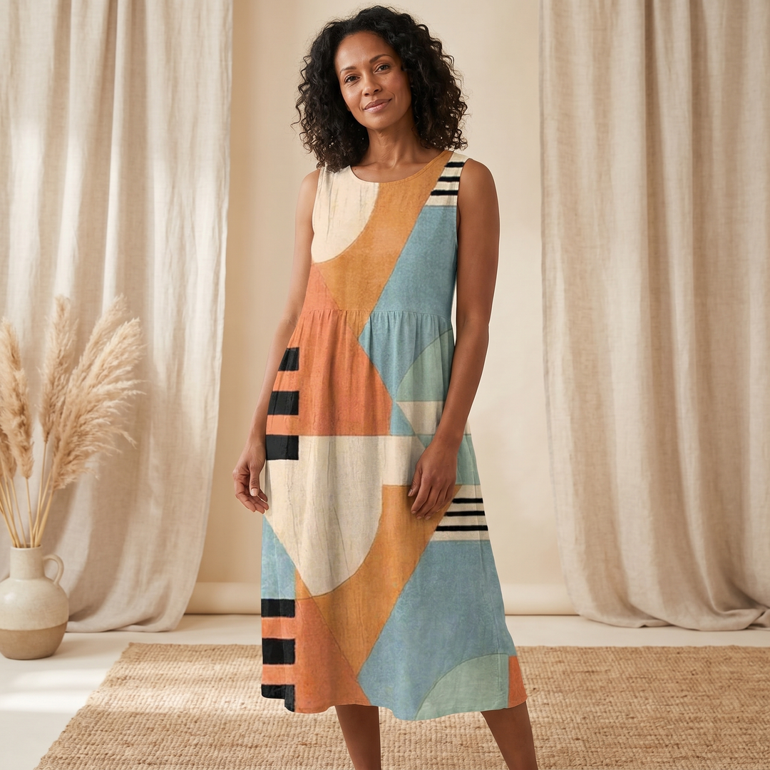 Iris Geometric Midi Dress